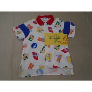 Vintage 90s Toddler Oshkosh B'gosh Beach Shirt Button AOP Surf Wear Size 5T